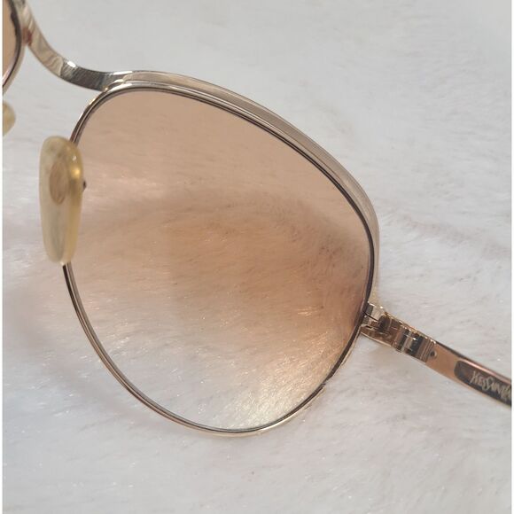 Yves Saint Laurent Oversized Gold & Red Gradient 80s Vintage Sunglasses w/ Case - Picture 10 of 12